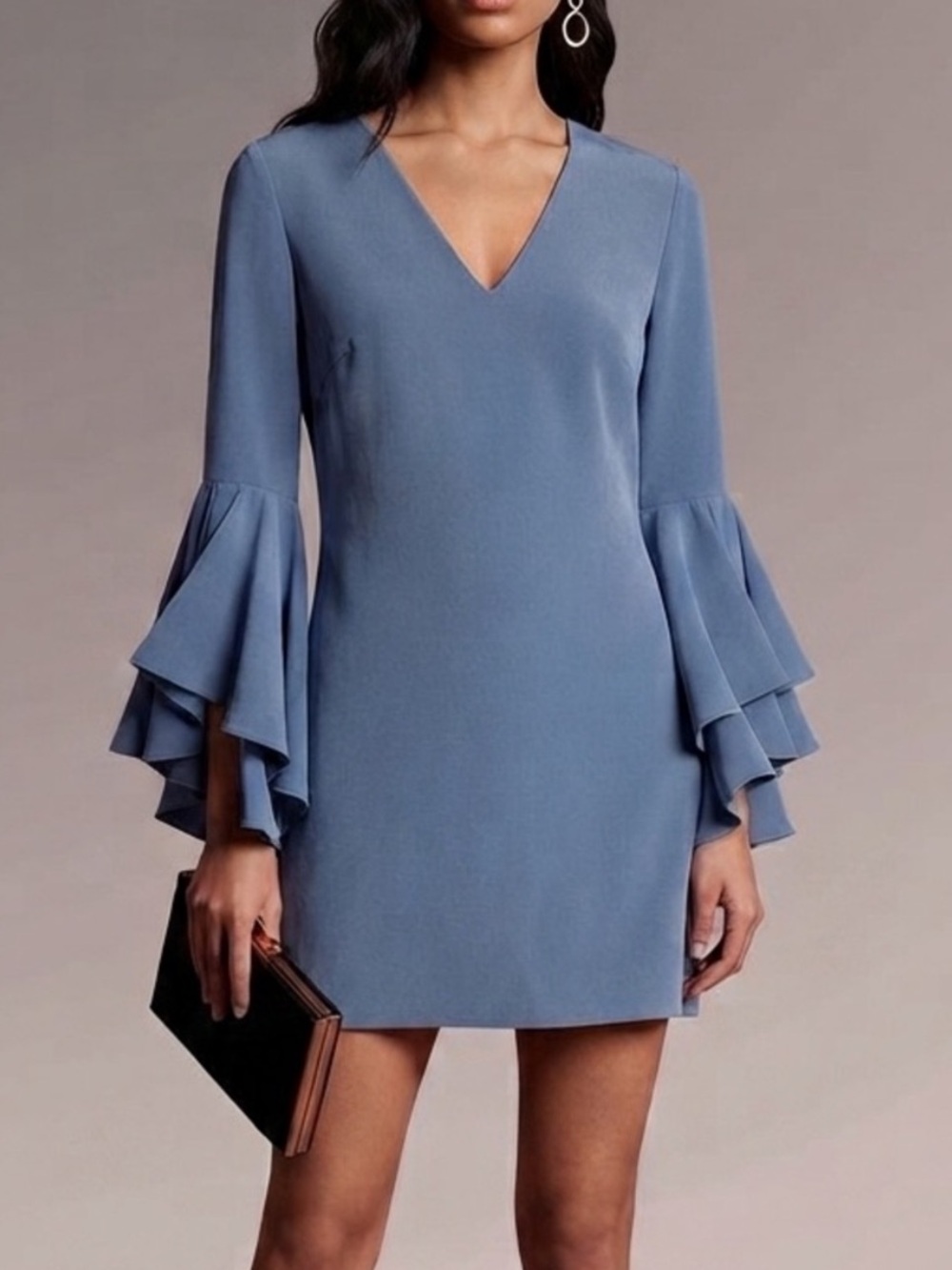 Milly Nicole Tiered Bell Sleeve Dress in Cornflower Blue Sz 2